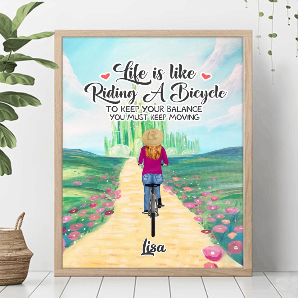 Personalized Bicycle Poster - Up to 4 People - Best Gift For Family/Bicycle Lovers - Life Is Like Riding A Bicycle