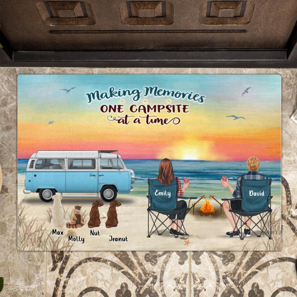 Personalized Camping Doormat - Up to 4 Pets - Gift Idea For Couple/Camping Lover - Making Memories One Campsite At A Time