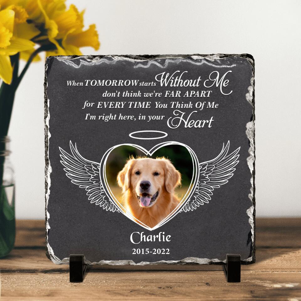 Personalized Memorial Photo Square Lithograph - Gift Idea For Pet Lover - I'm Right Here In Your Heart
