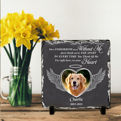 Personalized Memorial Photo Square Lithograph - Gift Idea For Pet Lover - I'm Right Here In Your Heart