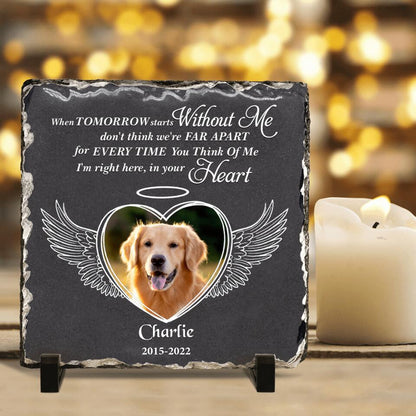 Personalized Memorial Photo Square Lithograph - Gift Idea For Pet Lover - I'm Right Here In Your Heart