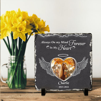 Personalized Memorial Horse Square Lithograph - Gift Idea For Horse Lovers - Always On My Mind Forever In My Heart
