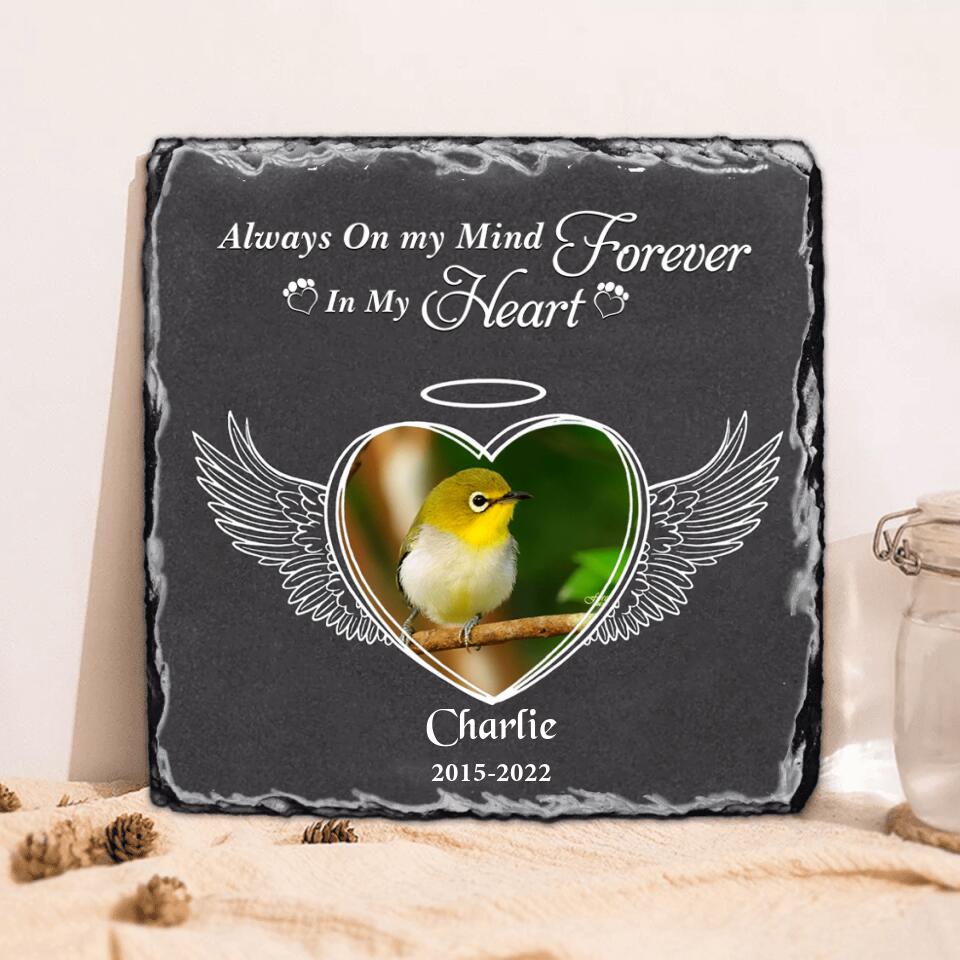 Personalized Memorial Bird Square Lithograph - Gift Idea For Bird Lovers - Always On My Mind Forever In My Heart