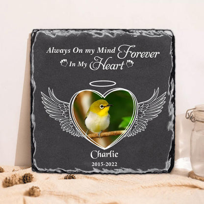 Personalized Memorial Bird Square Lithograph - Gift Idea For Bird Lovers - Always On My Mind Forever In My Heart