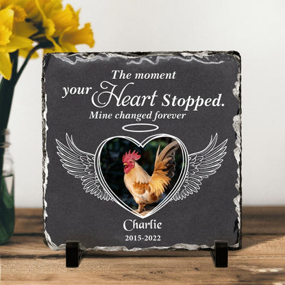 Personalized Memorial Chicken Square Lithograph - Gift Idea For Chicken Lovers - The Moment Your Heart Stopped Mine Changed Forever