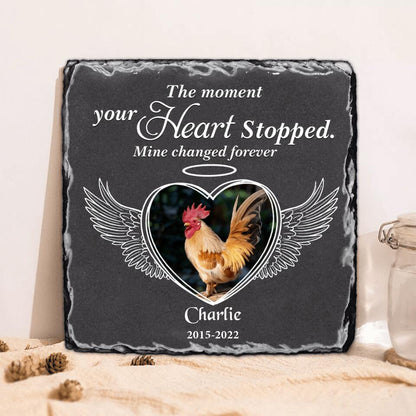 Personalized Memorial Chicken Square Lithograph - Gift Idea For Chicken Lovers - The Moment Your Heart Stopped Mine Changed Forever