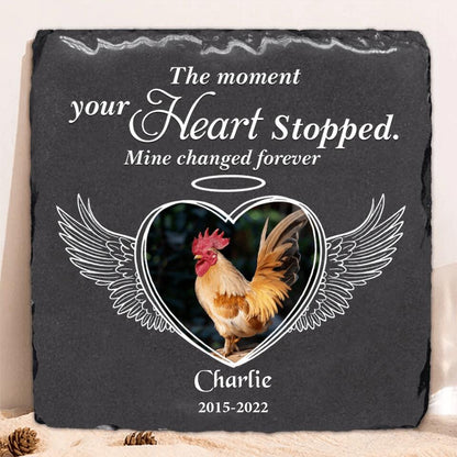 Personalized Memorial Chicken Square Lithograph - Gift Idea For Chicken Lovers - The Moment Your Heart Stopped Mine Changed Forever
