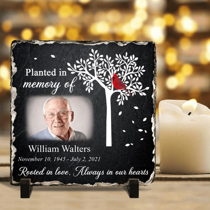 Personalized Memorial Photo Square Lithograph - Memorial Gift Idea For Family - Always In Our Hearts