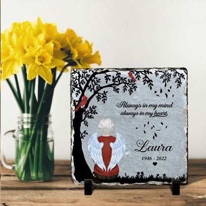 Custom Personalized Memorial Square Slate Stone Plaque - Memorial Gift - Always in my mind