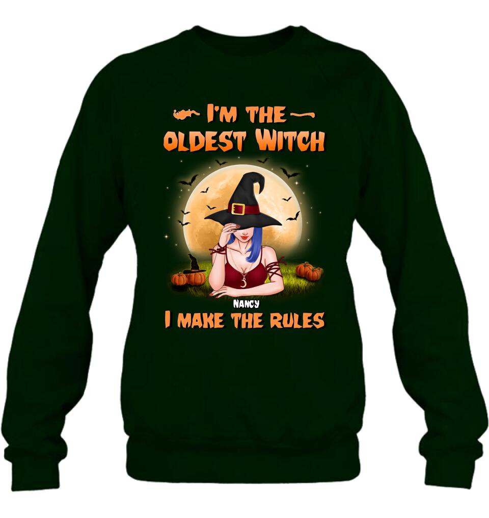 Personalized Witch Shirt - Gift Idea For Witches/Sisters/Halloween - I'm The Oldest Witch I Make The Rules