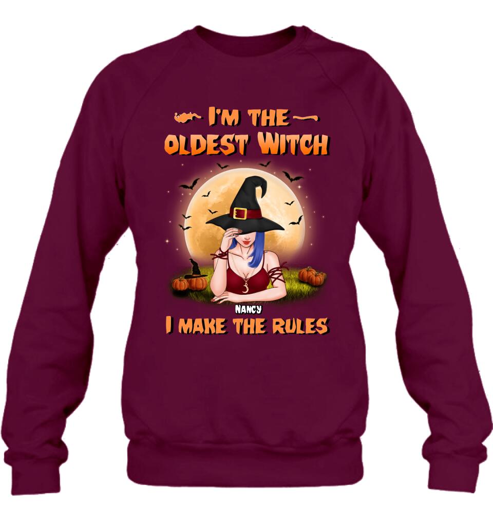 Personalized Witch Shirt - Gift Idea For Witches/Sisters/Halloween - I'm The Oldest Witch I Make The Rules