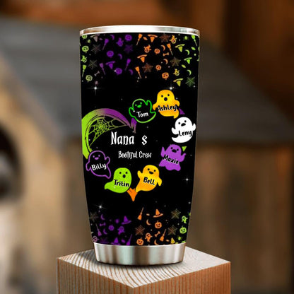 Custom Personalized Nana's Bootiful Crew Tumbler - Halloween Gift for Grandmother - Up to 7 Grandkids