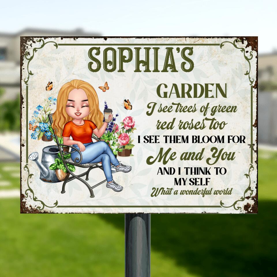 Personalized Gardening Metal Sign - Gift Idea For Gardening Lover - What A Wonderful World