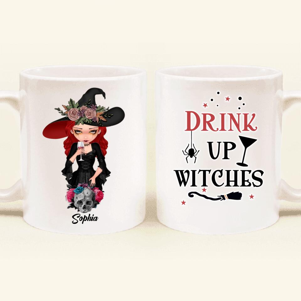 Personalized Witch Coffee Mug - Halloween Gift Idea - Drink Up Witches