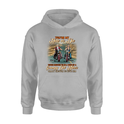 Personalized Couple Biker Shirt/Pullover Hoodie - Gift Idea For Couple/Biker - You're My Ride Or Die