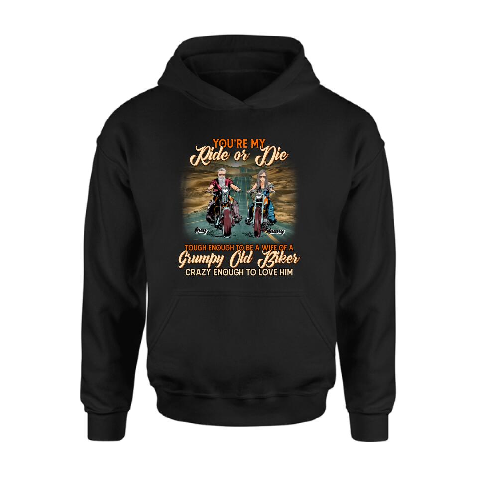 Personalized Couple Biker Shirt/Pullover Hoodie - Gift Idea For Couple/Biker - You're My Ride Or Die