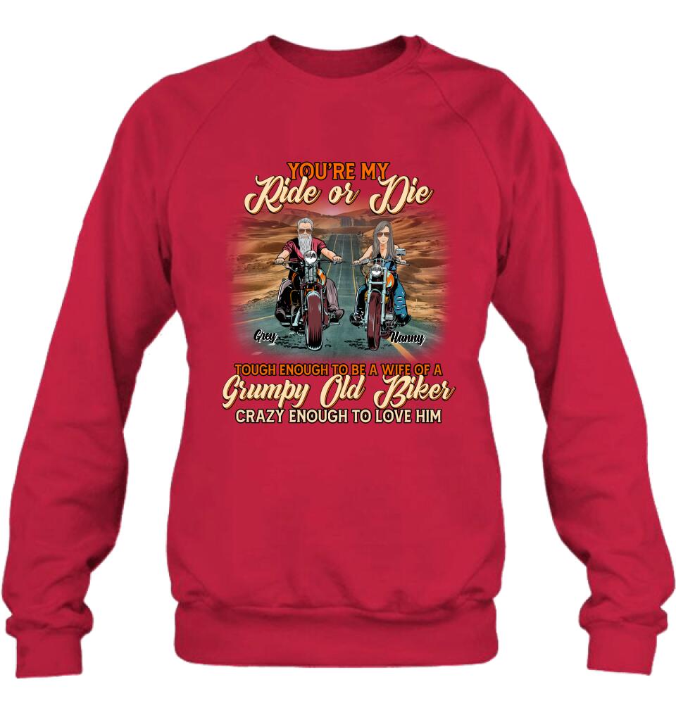 Personalized Couple Biker Shirt/Pullover Hoodie - Gift Idea For Couple/Biker - You're My Ride Or Die
