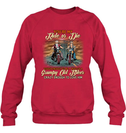 Personalized Couple Biker Shirt/Pullover Hoodie - Gift Idea For Couple/Biker - You're My Ride Or Die