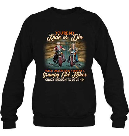 Personalized Couple Biker Shirt/Pullover Hoodie - Gift Idea For Couple/Biker - You're My Ride Or Die