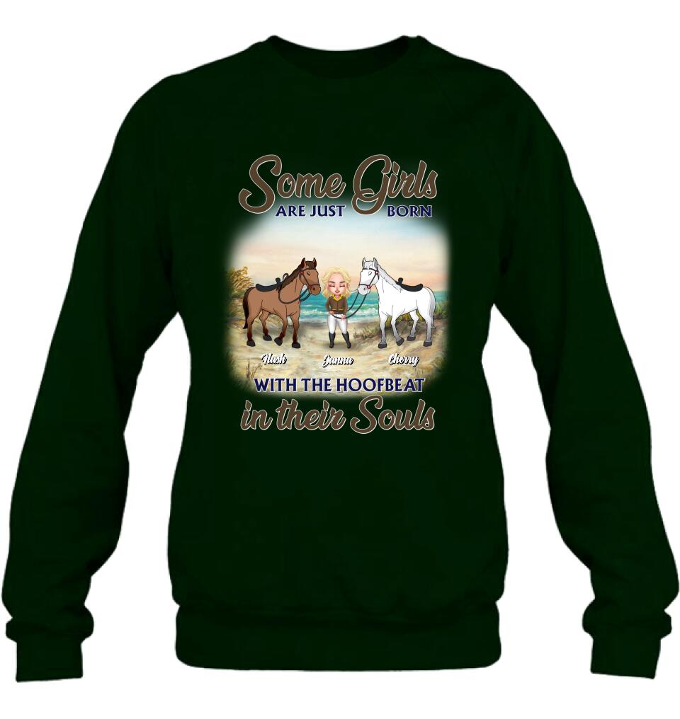 Personalized Horse Lady Unisex T-shirt/Hoodie/Sweatshirt - Gift For Horse Lovers/Mother's Day Gift - Some Girls Are Just Born With The Hoofbeat In Their Souls