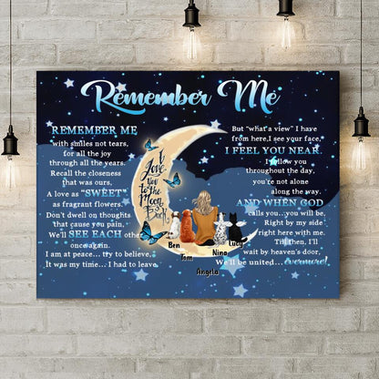 Personalized Memorial Canvas - Up to 4 Pets - Best Gift For Dog/Cat Lovers - Remember Me