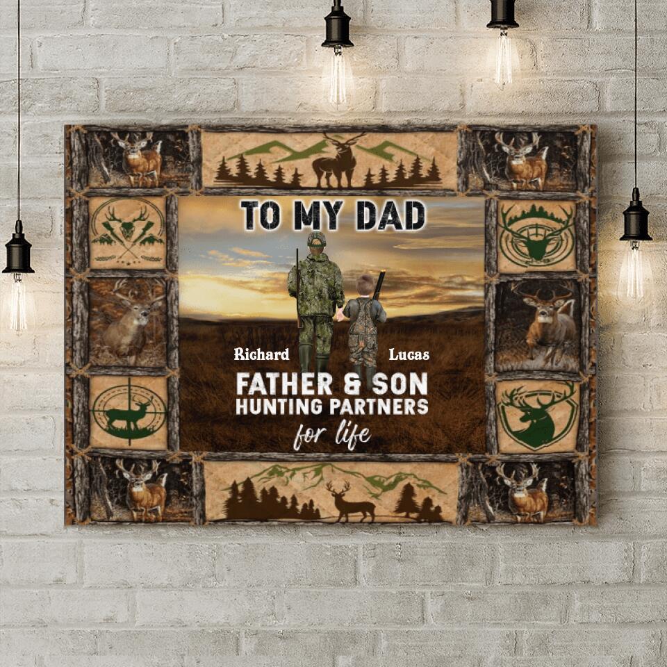 Personalized Hunting Canvas - Gift Idea Father's Day From Son - Father & Son Hunting Partners For Life