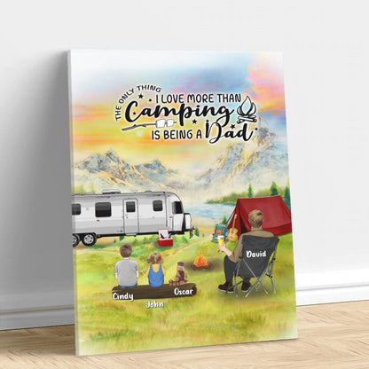 Personalized Father Daughter Camping Canvas - Father's Day Gift Idea For Father/Camping Lover - The Only Thing I Love More Than Camping Is Being A Dad