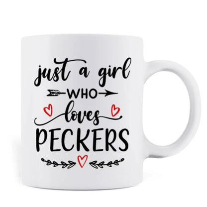 Personalized Chickens Mug - Up to 5 Chickens - Just A Girl Who Loves Peckers