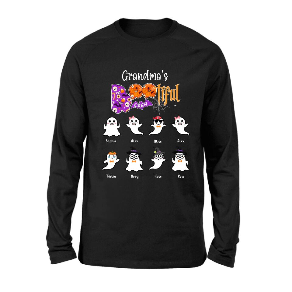 Personalized Grandma T-shirt - Gift For Grandmother With Up to 8 Kids - Grandma's Bootiful Crew