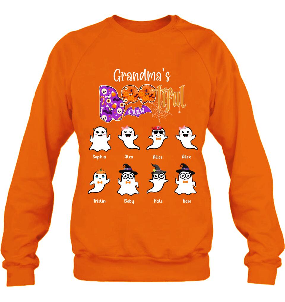Personalized Grandma T-shirt - Gift For Grandmother With Up to 8 Kids - Grandma's Bootiful Crew