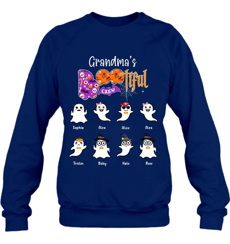Personalized Grandma T-shirt - Gift For Grandmother With Up to 8 Kids - Grandma's Bootiful Crew