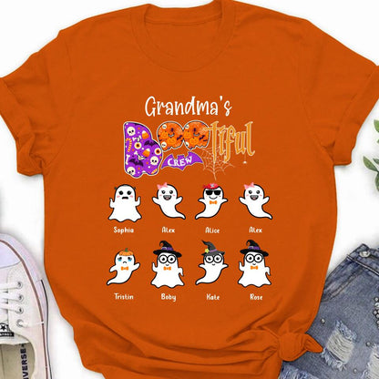 Personalized Grandma T-shirt - Gift For Grandmother With Up to 8 Kids - Grandma's Bootiful Crew