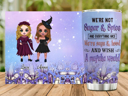 Personalized Besties Witches Tumbler - Halloween Gift For Friends - We're Not Sugar & Spice