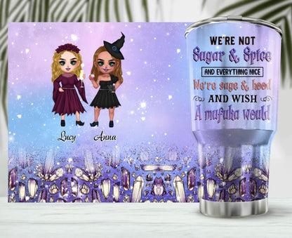 Personalized Besties Witches Irregular Tumbler - Halloween Gift For Friends - We're Not Sugar & Spice