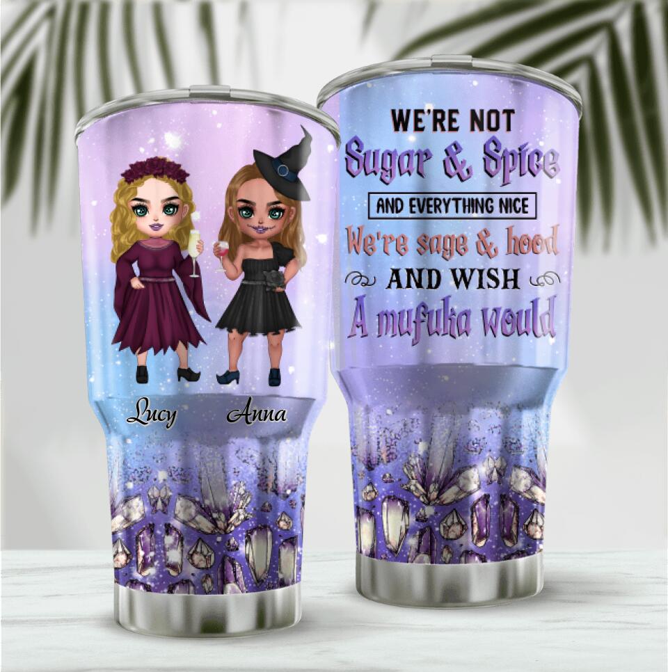 Personalized Besties Witches Irregular Tumbler - Halloween Gift For Friends - We're Not Sugar & Spice