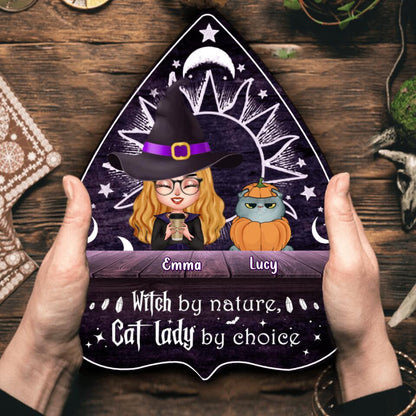 Personalized Pet Witch Wooden Sign - Up to 6 Dogs/Cats - Gift Idea For Halloween/Dog Lover/Cat Lover - Witch By Nature Cat Lady By Choice