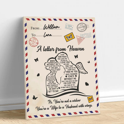 Custom Personalized Widow Canvas - Memorial Gift Idea For Couple - A Letter From Heaven