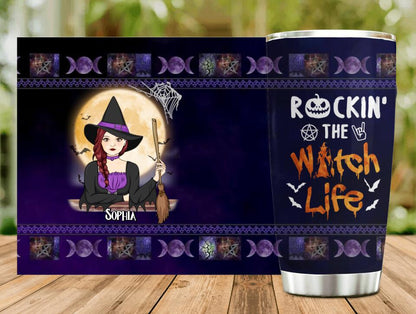 Custom Personalized Witch Tumbler - Halloween Gift Idea - Rockin' The Witch Life