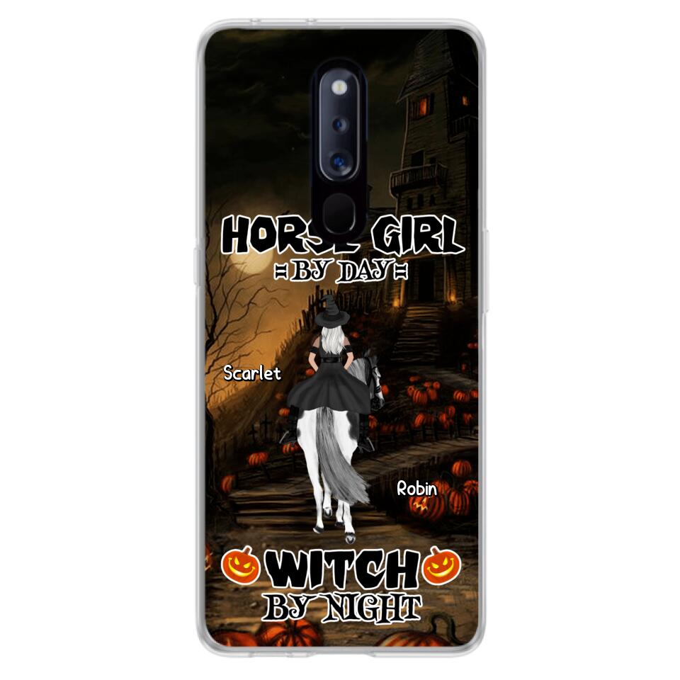 Personalized Witch Riding Horse Phone Case - Halloween Gift For Horse Lovers/Friends/Besties - Up to 4 Girls - Horse Girl By Day Witch By Night - Case For Xiaomi, Oppo And Huawei