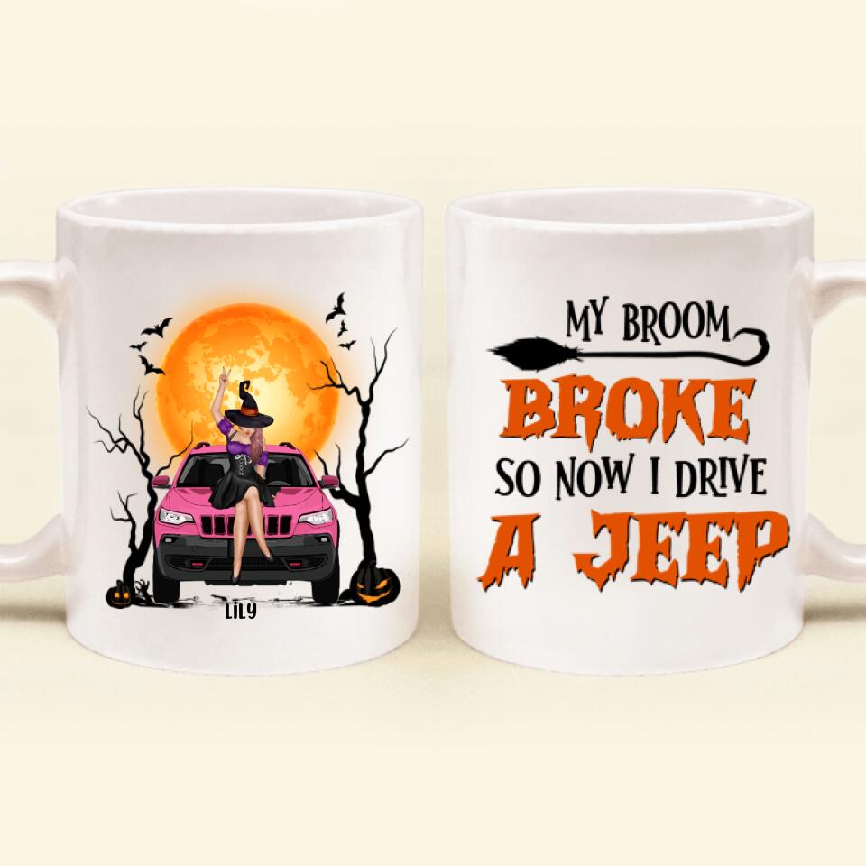 Personalized Off-Road Witch Coffee Mug - Halloween Gift For Girl - My Broom Broke