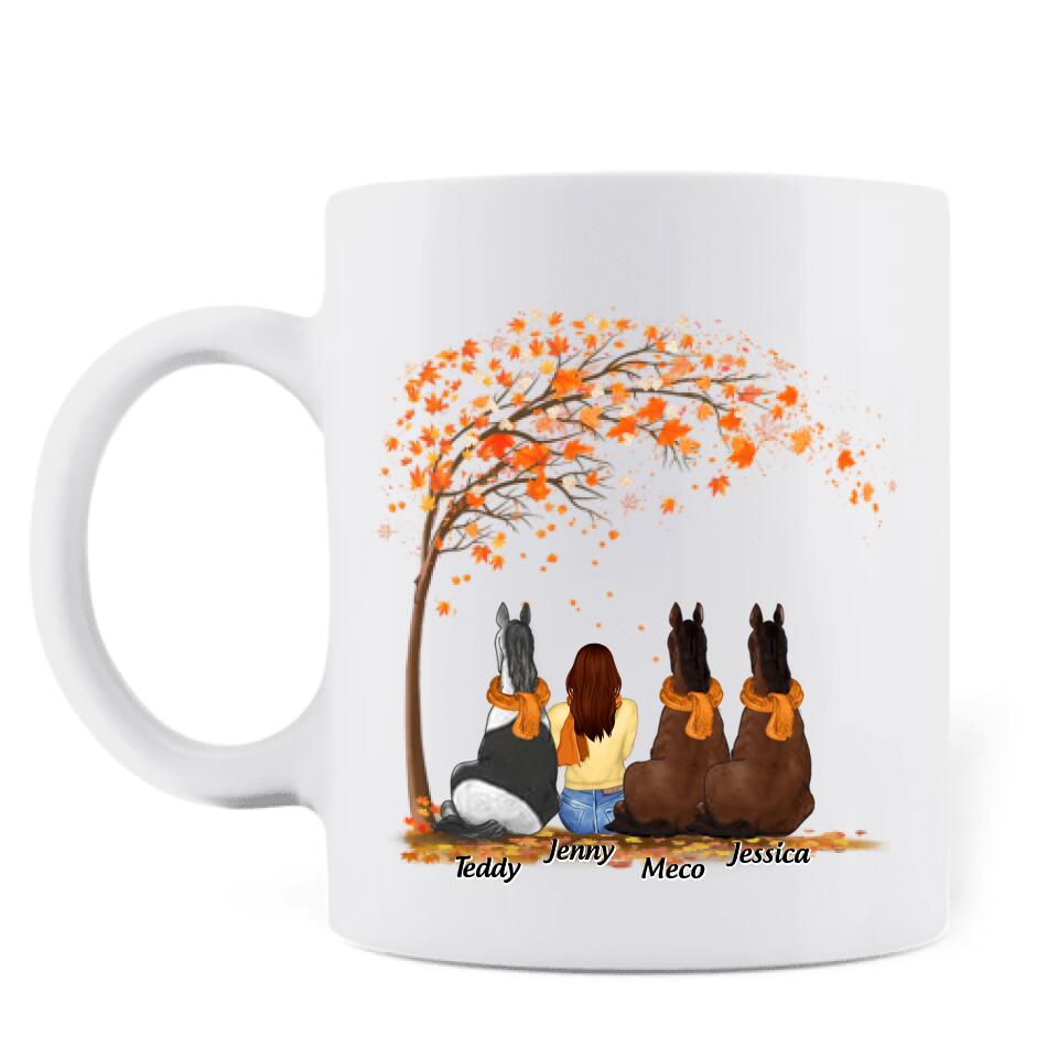 Personalized Horse Mom In Autumn Mug - Girl With Up to 3 Horses - Best Gift For Horse Lover - Rocking The Horse Mom Life