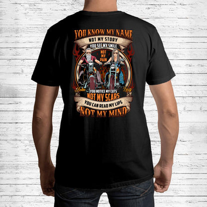 Personalized Biker T-shirt - Design On The Back - Gift Idea For Couple/Single - You Know My Name Not My Story