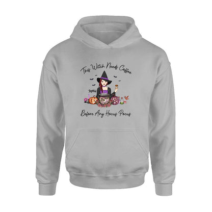 Personalized Shirt/ Hoodie - Gift Idea For Halloween - This Witch Needs Coffee Before Any Hocus Pocus