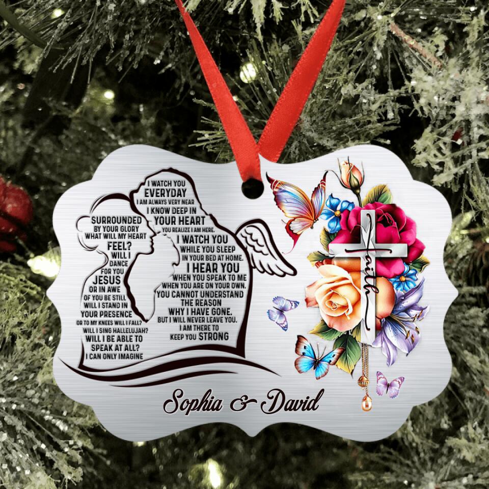 Personalized Rectangle Ornament - Memorial Gift Idea For Husband In Heaven - Customized Name - Surrounded By Your Glory