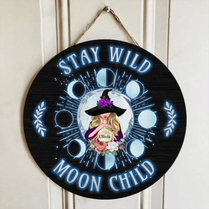 Custom Personalized Witch Wooden Sign - Halloween Gift Idea - Stay Wild Moon Child