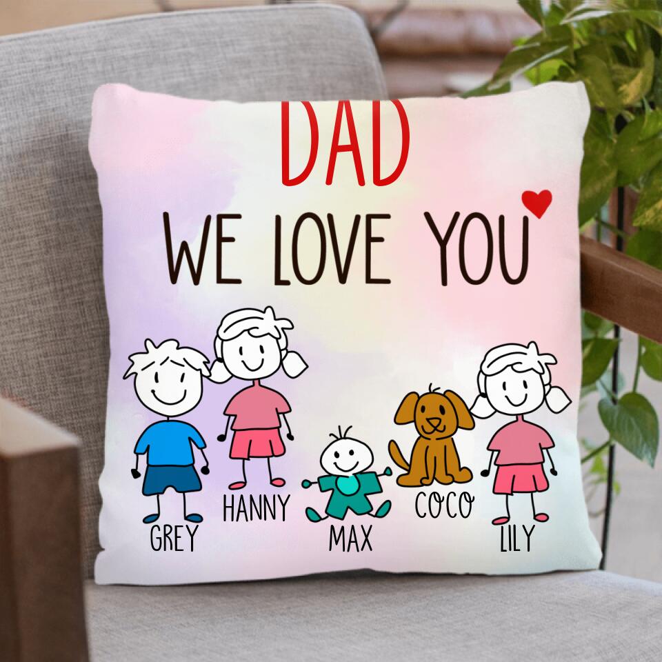Personalized Family Blanket/Pillow Cover - Gift for Family/Grandma/Grandpa/Mom/Dad, Dog Cat Lovers- We love you Blanket/Pillow cover - Up to 5 Kids/Pets