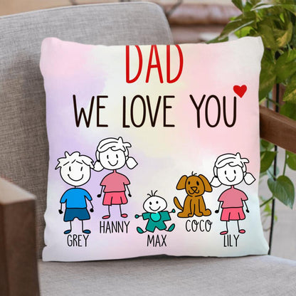 Personalized Family Blanket/Pillow Cover - Gift for Family/Grandma/Grandpa/Mom/Dad, Dog Cat Lovers- We love you Blanket/Pillow cover - Up to 5 Kids/Pets