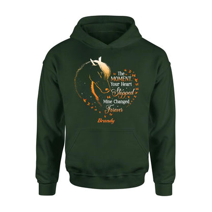 Personalized Memorial Horse Shirt/Hoodie - Memorial Gift For Loss Of Horse - The Moment Your Heart Stopped Mine Changed Forever