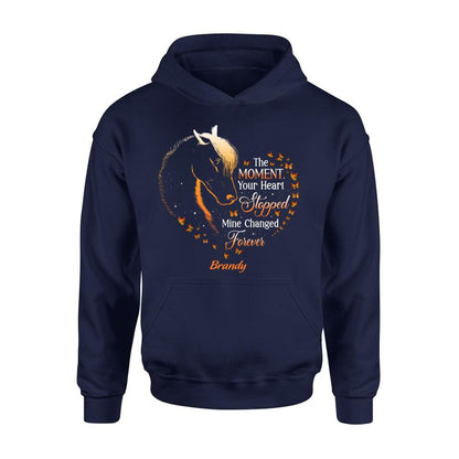 Personalized Memorial Horse Shirt/Hoodie - Memorial Gift For Loss Of Horse - The Moment Your Heart Stopped Mine Changed Forever
