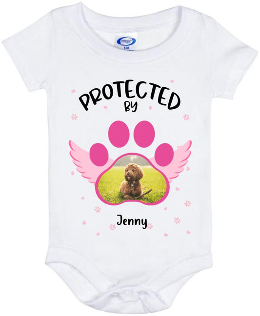 Personalized Dog Photo Baby Onesie - Up to 4 Dogs - Best Gift Idea For Baby/Dog Owners - Protected By